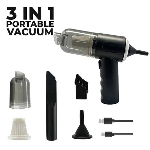 3 In 1 Portable Vacuum Cleaner- Durable Wireless Vacuum -Duster Blower Air Pump- High Power Strong Suction Vacuum Cleaner For Home, Laptop, Vehicle Interior Cleaner