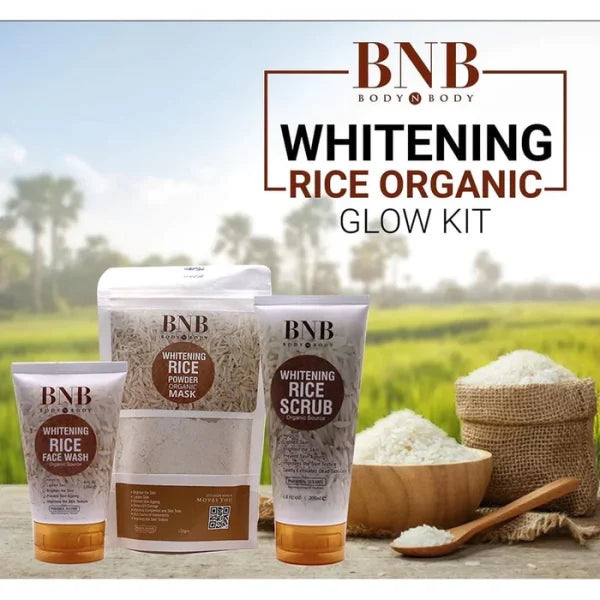 BNB Rice Extract Brightening Glow Kit – Face Wash, Scrub & Mask